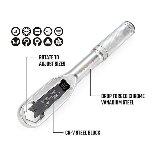 Llave Ajustable Universal, Métrica Y Sae, 7 - 22 Mm