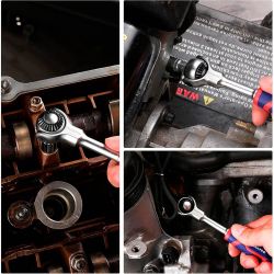 Llave De Carraca Cabeza Articulada ¼ Pulg, 72 Dientes