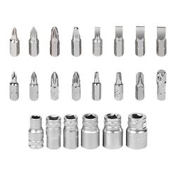 Llave De Carraca Mini, Puntas Y Vasos De ¼ Pulg, Juego 24 Piezas