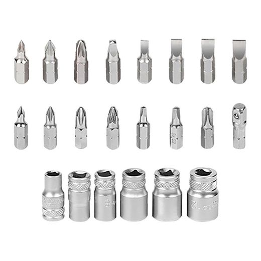 Llave De Carraca Mini, Puntas Y Vasos De ¼ Pulg, Juego 24 Piezas