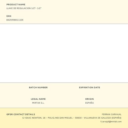 Llave De Regulacion 1/2 Pulg- 1/2  Pulg