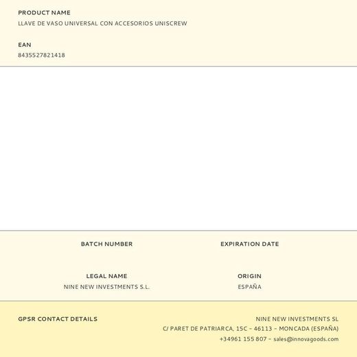 Llave De Vaso Universal Con Accesorios Uniscrew