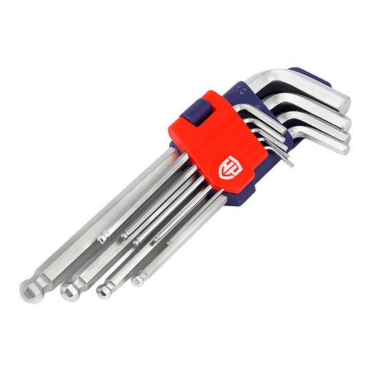 Llaves Allen Cr-V Con Punta Esférica, Juego 9 Piezas, Métrico
