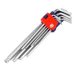 Llaves Allen Cr- V De Brazo Corto, Estuche 18 Piezas, Métrico-Sae