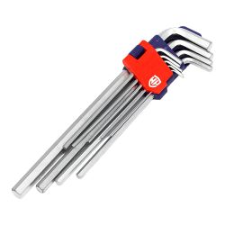 Llaves Allen Cr-V De Brazo Largo, Juego 9 Piezas, Métrico