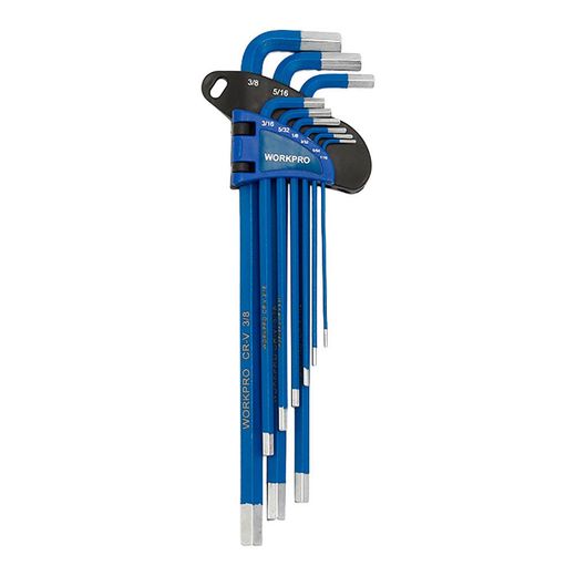 Llaves Allen Cr-V De Brazo Largo Revestidas, Juego 9 Piezas, Métrico