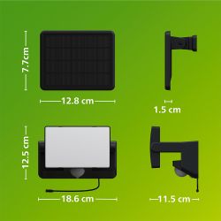 Luz De Seguridad Solar Fyns Negra 8,2 W, 1000/50 Im, 3000 K