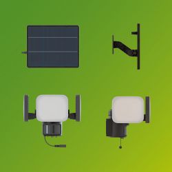 Luz De Seguridad Solar Zyren Negra, 24,5 W, 4000/50 Im, 3000 K