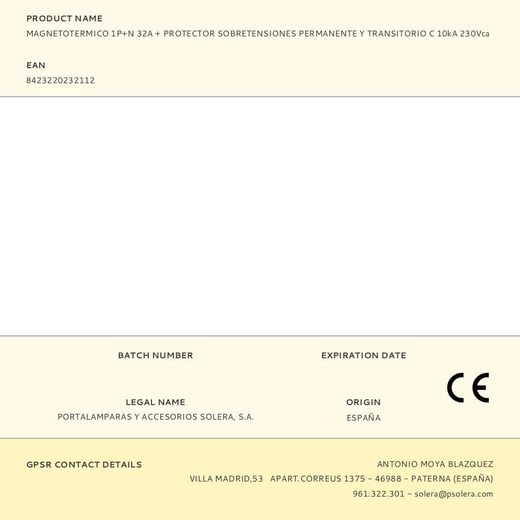 Magnetotermico 1P+N 32A + Protector Sobretensiones Permanente Y Transitorio C 10Ka 230Vca