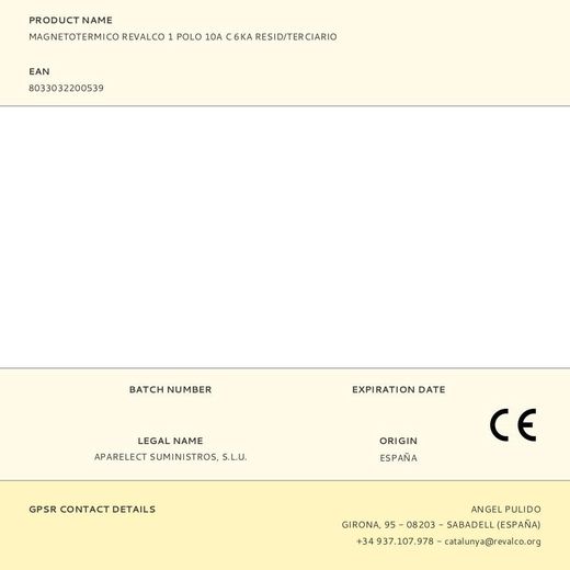 Magnetotermico Revalco 1 Polo 10A C 6Ka Resid/Terciario