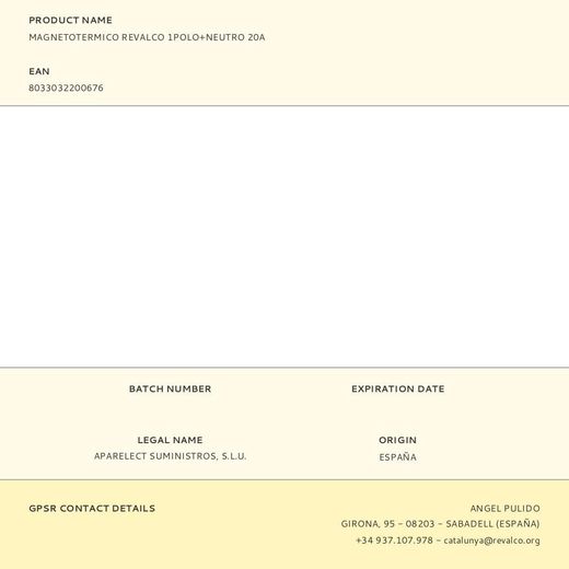 Magnetotermico Revalco 1Polo+Neutro 20A