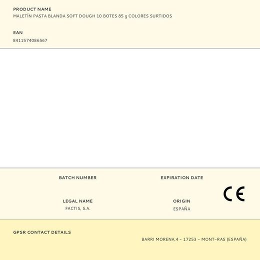 Maletín Pasta Blanda Soft Dough 10 Botes 85 G Colores Surtidos