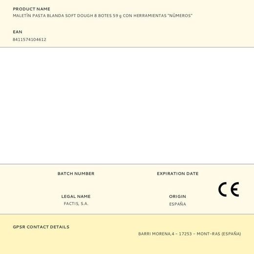 Maletín Pasta Blanda Soft Dough 8 Botes 59 G Con Herramientas "Números"
