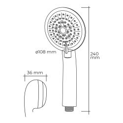 Mango De Ducha Anticalcareo Moderno 3 Funciones Color Cromo Ø10,8 X 3,6 X 24 Cm