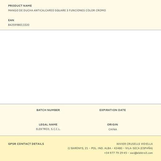 Mango De Ducha Anticalcareo Square 3 Funciones Color Cromo