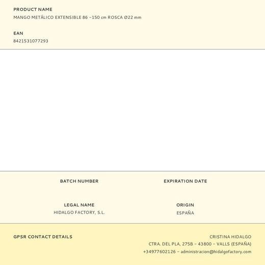 Mango Metálico Extensible 86 -150 Cm Rosca Ø22 Mm