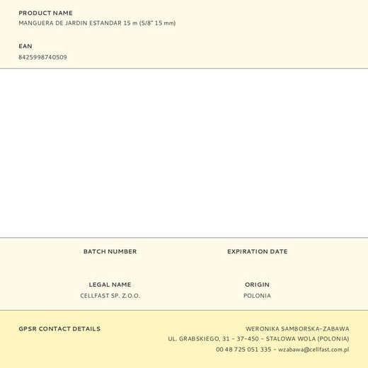 Manguera De Jardín Estandar Ø15 Mm, 5/8 Pulg, 15 M