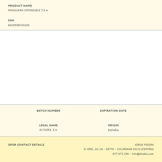 Manguera Extensible Ø12 Mm, ½ Pulg, 7,5 M