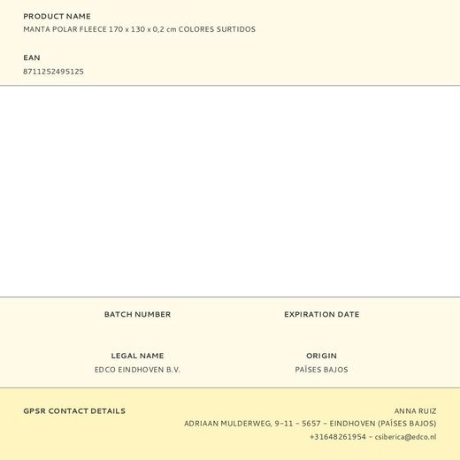 Manta Polar Fleece Colores Surtidos 130 X 170 Cm