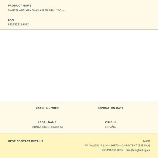 Mantel Antimanchas Aspen 140 X 200 Cm