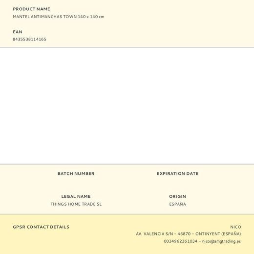 Mantel Antimanchas Town 140 X 140 Cm