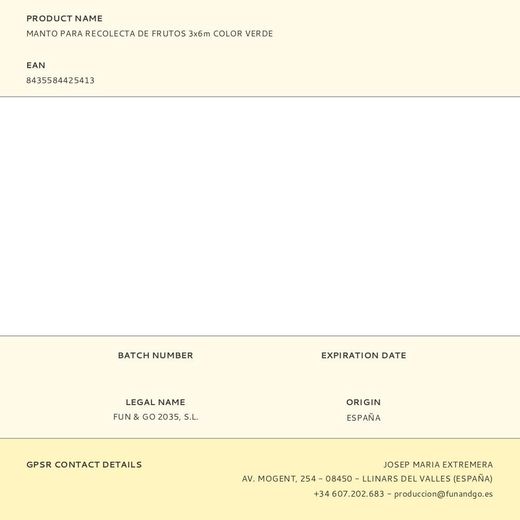 Manto Para Recolecta De Frutos 3X6M Color Verde