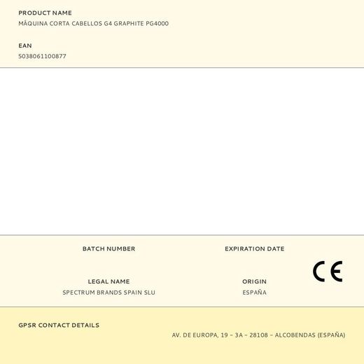 Máquina Corta Cabellos G4 Graphite Pg4000