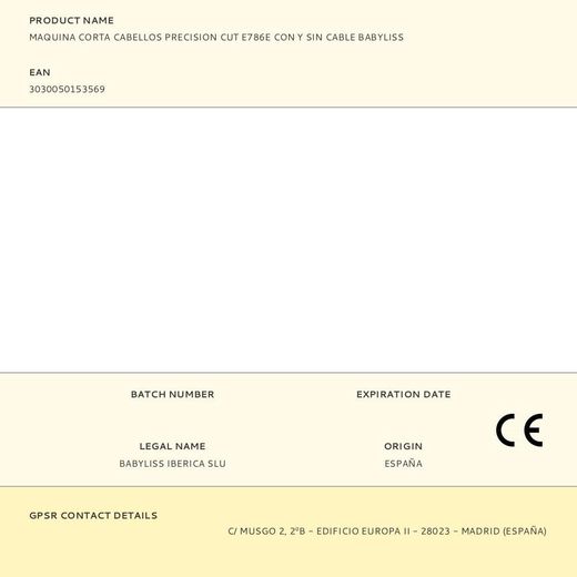 Maquina Corta Cabellos Precision Cut E786E Con Y Sin Cable Babyliss