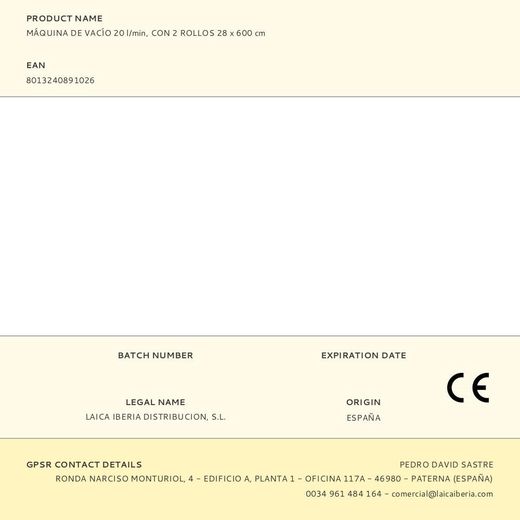 Máquina De Vacío 20 L/Min, Con 2 Rollos 28 X 600 Cm