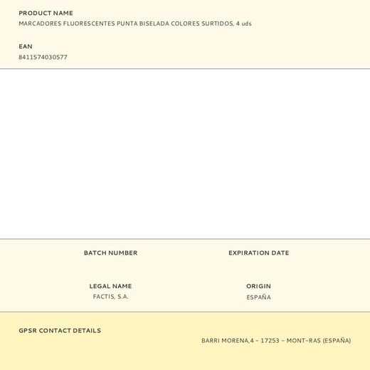 Marcadores Fluorescentes Punta Biselada Colores Surtidos, 4 Uds