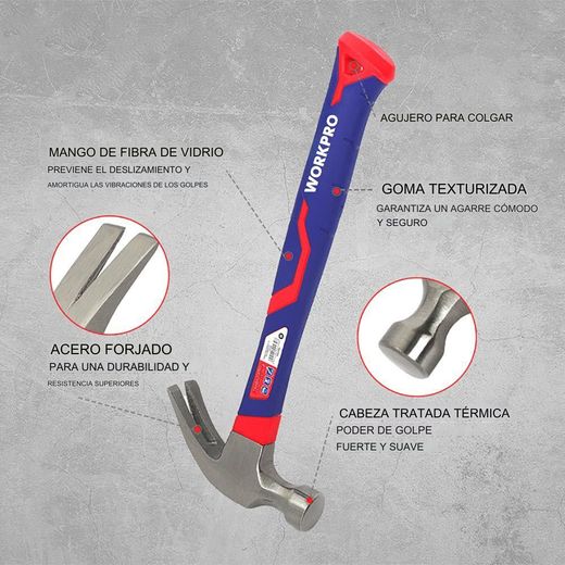 Martillo De Carpintero Con Mango De Fibra De Vidrio, 225 G