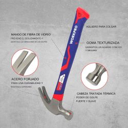 Martillo De Carpintero Con Mango De Fibra De Vidrio, 450 G