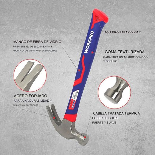 Martillo De Carpintero Con Mango De Fibra De Vidrio, 450 G