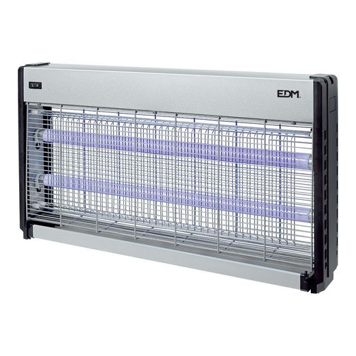 Mata Insectos Profesional Eléctrico, Cromo/Negro, 2 X 20W, 150 M², 63,5 X 9 X 36 Cm