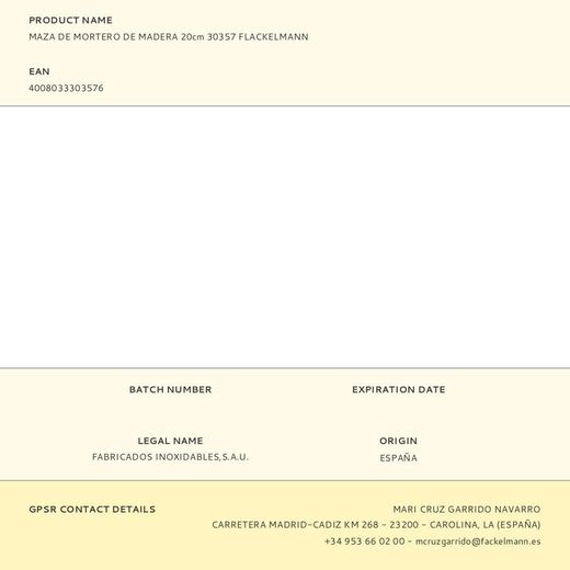 Maza De Mortero De Madera Ø40 X 190 Mm