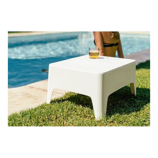 Mesa Auxiliar Alaska Color Blanco Para Exterior 58 X 48 X 30 Cm
