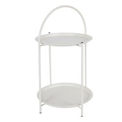 Mesa Auxiliar De Metal Blanco Ø40 X 66 Cm