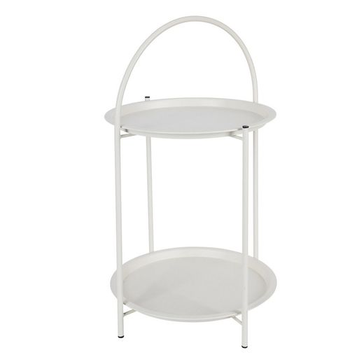 Mesa Auxiliar De Metal Blanco Ø40 X 66 Cm