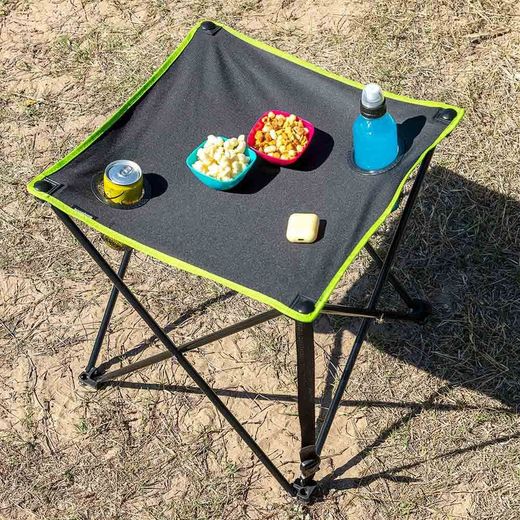 Mesa De Camping Plegable Textil Con Funda Cafolby