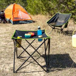 Mesa De Camping Plegable Textil Con Funda Cafolby