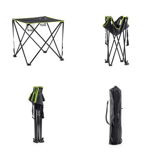 Mesa De Camping Plegable Textil Con Funda Cafolby