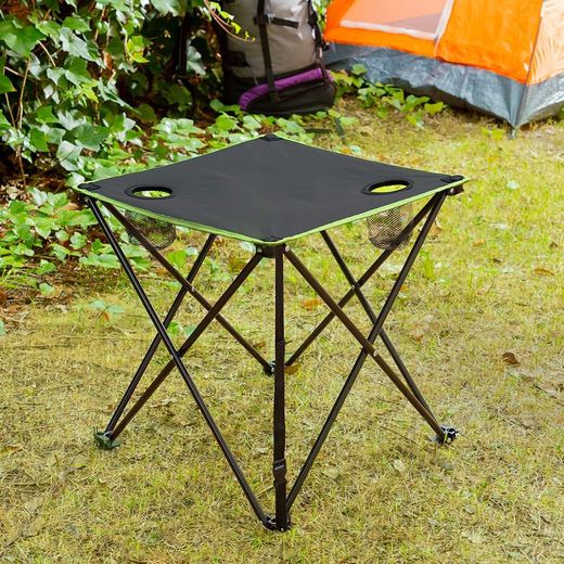 Mesa De Camping Plegable Textil Con Funda Cafolby