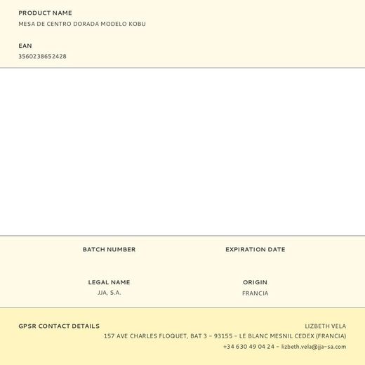 Mesa De Centro Dorada Modelo Kobu