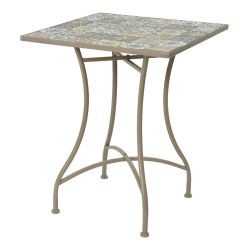 Mesa Metálica/Mosaico Bistro, Color Marrón, Para Exterior, 58 X 58 X 72 Cm