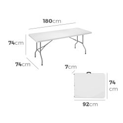 Mesa Plegable 180 X 74 X 74 Cm Tubo Ø22 X 1.0 Mm