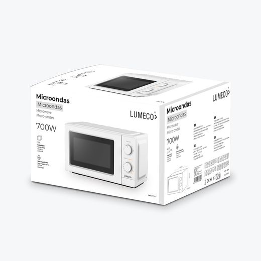 Microondas 700 W Blanco 20 L  5 Funciones ( 4 Niveles + Descongelación)