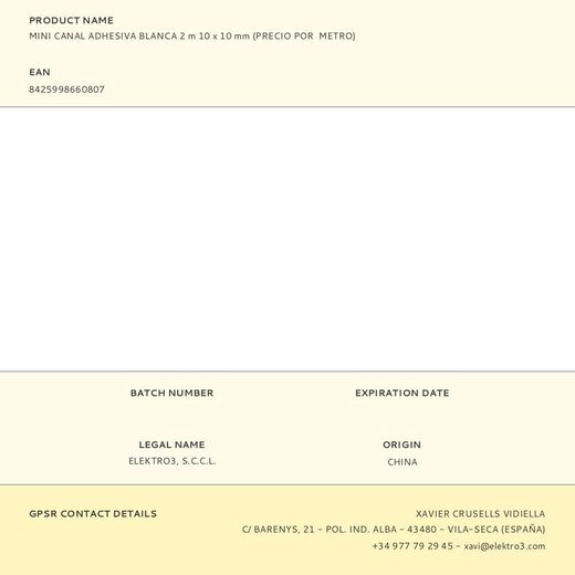 Mini Canal Adhesiva Blanca 2 M 10 X 10 Mm (Precio Por  Metro)