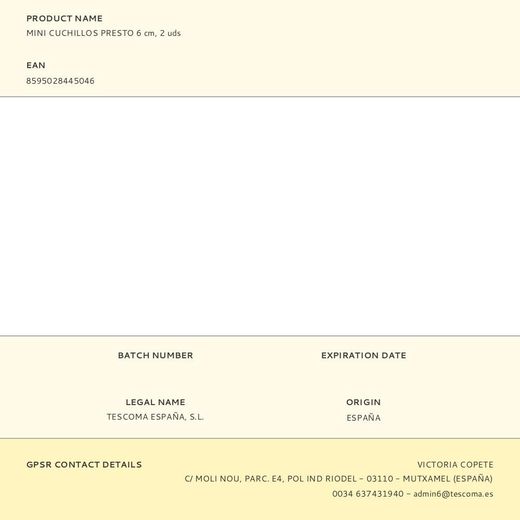 Mini Cuchillos Presto 6 Cm, 2 Uds