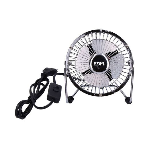 Ventilador Mini Industrial De Sobremesa Cromado: 15W, 54,7 Db, Aspas: Ø10 X 15 Cm
