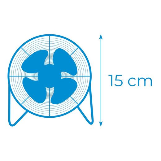 Ventilador Mini Industrial De Sobremesa Cromado: 15W, 54,7 Db, Aspas: Ø10 X 15 Cm